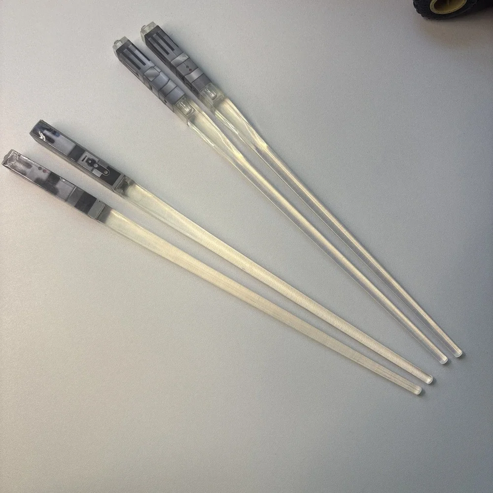 Star Wars Lightsaber Clear Chopsticks Reusable Plastic Utensils Set of 4 READ